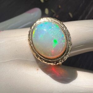 Unique Bargains Goldplated Ring with Fire Opal Size 8